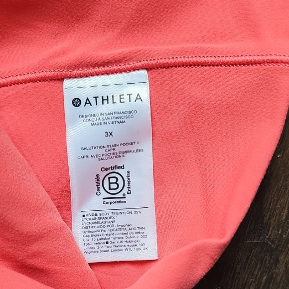 Athleta Vibrant Coral Salutation Stash Capri Leggings - Picture 3 of 4